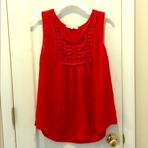 Semi sheer coral-red top